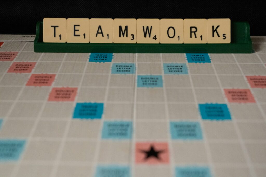 teamwork scrabble tiles